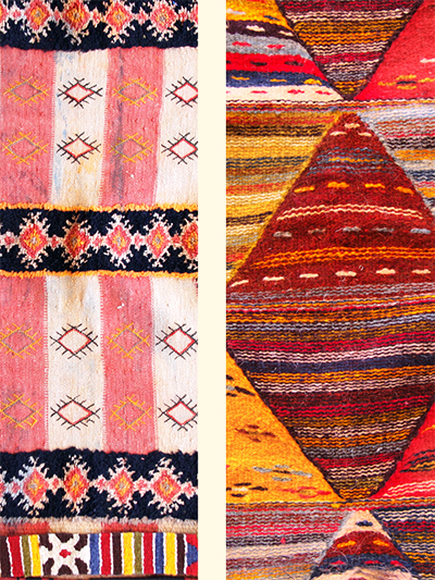 A close up of colorful and traditional Amazigh textiles