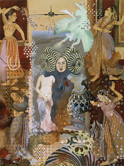 Artistic image - Pleasure Pillars, Shahzia Sikander, 2000–01. Vegetable color, dry pigment, watercolor, and tea on wasli paper
