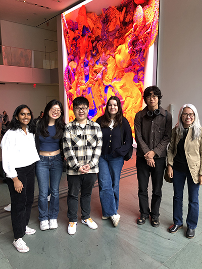 5 undergraduate research fellows with Undergraduate Humanities Forum director Josephine Park at MoMA