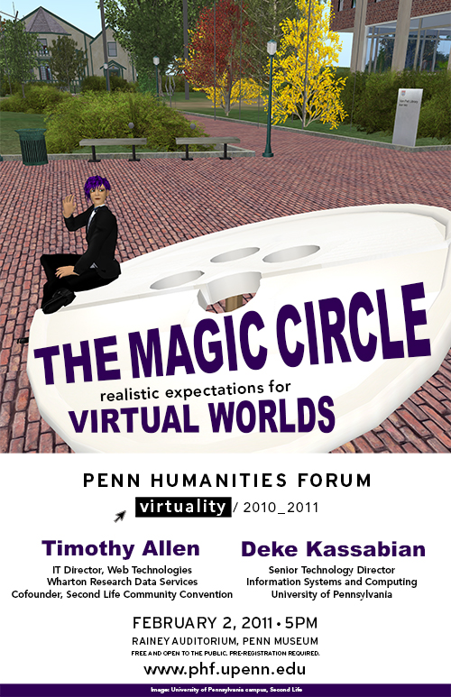 Digital rendition of woman with purple hair on Upenn White Button sculpture