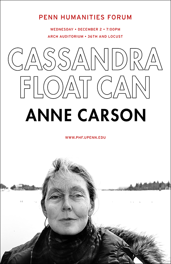 Poster with Anne Carson on it