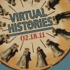 An old time clock with cartoon of couple dancing at every number, Text "Virtual Histories"