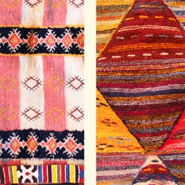 A close up of colorful and traditional Amazigh textiles