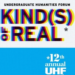 Blue textured background; 3d adjusted text "Kinds of Real"