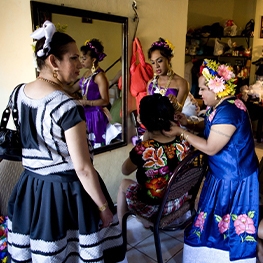 Women getting ready for an event