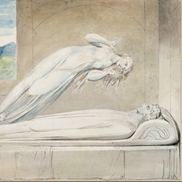  Illustration from Robert Blair's The Grave, a soul hovers over a dead body