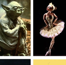 Yoda and small wooden doll ballerina