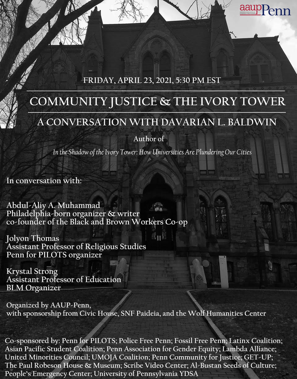 Poster for Community Justice and the Ivory Tower